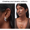 image:imageAna Luisa Giulia Huggie Hoop Earrings for Women  Hypoallergenic WaterResistant TarnishFree Chunky Earrings for Women  14K Gold Plated amp Silver Rhodium Plated Hoops  Small Medium amp Large SizeMarble BlueMedium